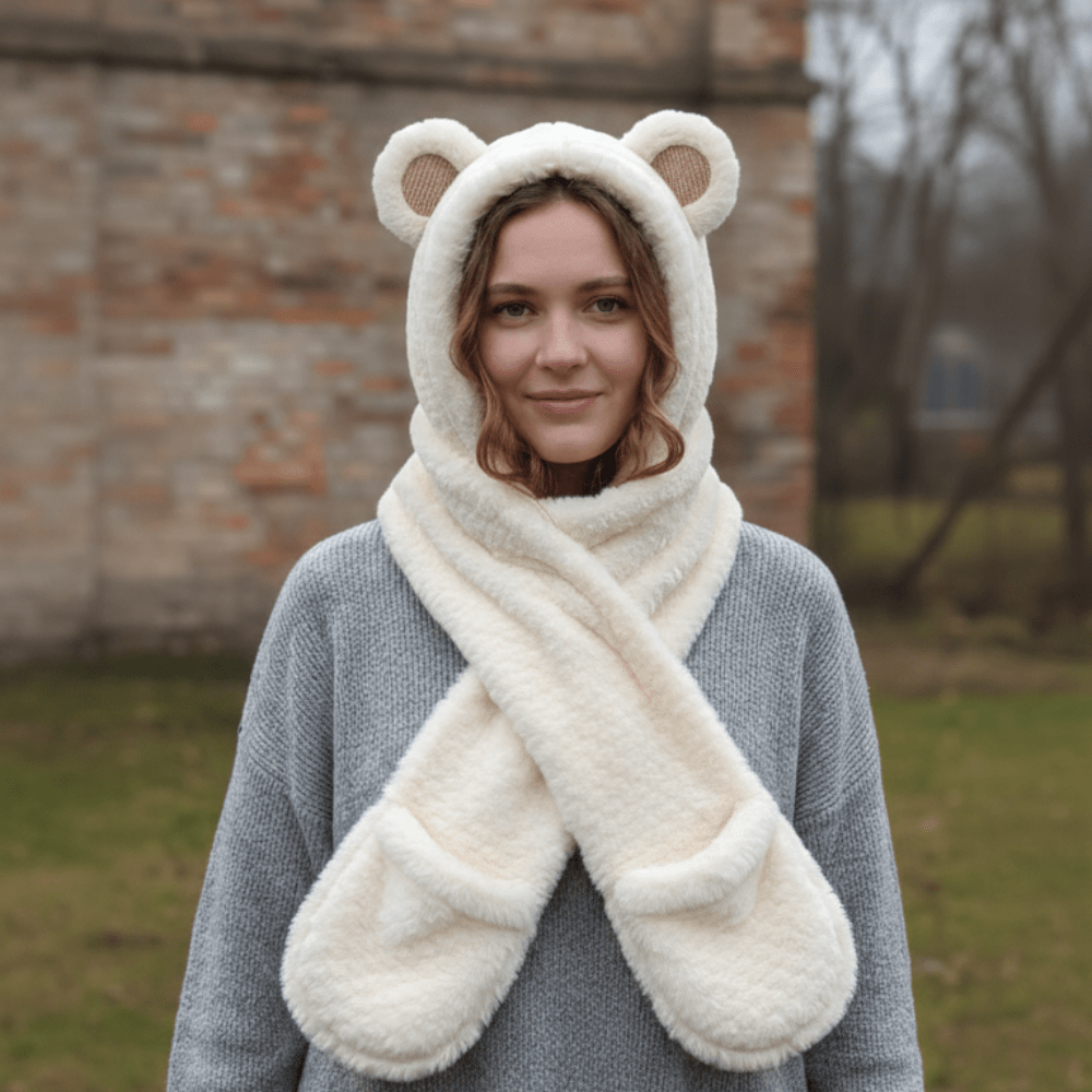 3-in-1 Bear Scarf Hat
