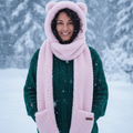 3-in-1 Bear Scarf Hat pink
